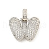 Brass Micro Pave Clear Cubic Zirconia Pendants KK-B099-01P-W-1