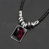 Alloy & Glass & Imitation Leather Cord Pendant Necklaces WGFA685-12-1