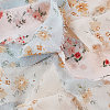 AHADERMAKER 3 Rolls 3 Styles Flower Printed Polyester Frayed Fringe Ribbon OCOR-GA0001-86-5