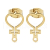 Heart Ion Plating(IP) 304 Stainless Steel Stud Earring Findings STAS-I206-101G-1