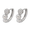 Brass Clear Cubic Zirconia Hoop Earrings EJEW-Q014-07P-2