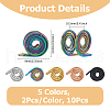 FIBLOOM 10Pcs 5 Colors Stainless Steel Cuff Earrings EJEW-FI0003-32-2