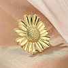 Sunflower Brass Cuff Rings for Women RJEW-C123-03G-3