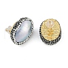 Rack Plating Oval Brass With Rhinestone & Natural Pearl Handmade Indonesia Stud Earrings EJEW-U010-04C-G-2