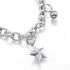 Tarnish Resistant 304 Stainless Steel Charm Bracelets BJEW-G544-28P-2