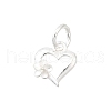 925 Sterling Silver Flower Hollow Heart Charms STER-G046-04S-1
