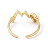 Clear Cubic Zirconia Heart Beat Open Cuff Ring RJEW-G283-12G-3