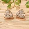 Triangle Brass Micro Pave Clear Cubic Zirconia Stud Earrings for Women EJEW-G428-02G-3