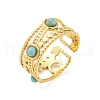 Synthetic Turquoise Beaded Open Cuff Ring RJEW-G293-01B-1