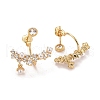 Clear Cubic Zirconia Branch Front Back Stud Earrings with Acrylic Pearl EJEW-C022-20G-2