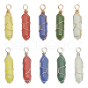 CHGCRAFT 10Pcs 10 Colors Synthetic Luminous Stone Double Terminal Pointed Dyed Pendants G-CA0001-71-1