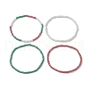 4Pcs 4 Styles Christmas Glass Seed Beaded Stretch Bracelet Sets BJEW-JB10475-1