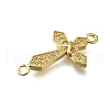Brass Clear Cubic Zirconia Cross Connector Charms ZIRC-I070-030G-2