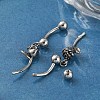 Rose 316 Surgical Stainless Steel Dangle Belly Button Rings EJEW-G416-01AS-2