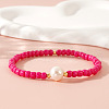 Glass Seed Bead & Imitation Pearl Stretch Bracelets for Women YV3713-1