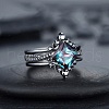 Rhombus Alloy Rhinestone Finger Ring Set for Women PW-WG51C17-02-2