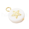 3Pcs 3 Styles Natural Freshwater Shell Flat Round Charms PALLOY-JF04018-02-4