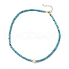 Round Shell Pearl & Dyed Natural Magnesite Heishi Beaded Necklaces NJEW-JN05300-01-4