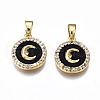 Brass Micro Pave Clear Cubic Zirconia Charms KK-T063-86-NF-2