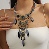 Bohemian Style Alloy Rhinestone and Feather Polyester Multi Layered Necklaces FS-WGC08FA-03-1