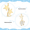 ANATTASOUL 2 Pairs 2 Style Cat Eye Planet & Brass Star Asymmetrical Earrings EJEW-AN0002-20-3