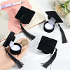 SUNNYCLUE 4Pcs Doctoral Hat Shaped Velvet Jewelry Ring Storage Boxes CON-SC0001-18A-3