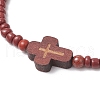 4Pcs Cross Glass Seed Beads with Natural Wood Beads & Red Jasper Beads & Magnesite Beads & Howlite Round Beads Braided Bead Bracelets for Women BJEW-JB11898-4