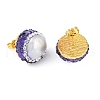 Mother's Day Jewellery Rack Plating Flat Round Brass With Rhinestone & Natural Pearl Handmade Indonesia Stud Earrings EJEW-U010-02D-G-2