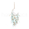 Moon Woven Net/Web with Feather Pendant Decoration HJEW-I013-04-2