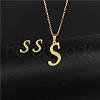 Golden Stainless Steel Initial Letter Jewelry Set IT6493-18-1