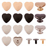 15 Sets 3 Colors Heart Zinc Alloy Rivets PURS-TA0001-01-2