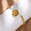 Brass Round Beads Charm Bracelets for Women BJEW-A041-01G-3