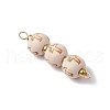 2Pcs 2 Colors Wood and Acrylic Round Beaded Corss Connector Charms PALLOY-JF03424-4