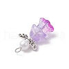 Transparent Glass Beads with ABS Plastic Imitation Pearl Round Beads and Tibetan Style Alloy Fairy Wing Beads and 304 Stainless Steel Flat Head Pins Pendants PALLOY-JF03628-5