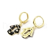 Hamsa Hand Real 18K Gold Plated Brass Dangle Hoop Earrings EJEW-L268-040G-01-2