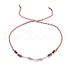 Faceted Round Natural Amethyst & Quartz Crystal Braided Bead Bracelets BJEW-F493-09G-05-2