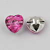 1-Hole Taiwan Acrylic Rhinestone Heart Buttons X-BUTT-F017-13mm-08-2