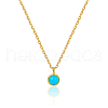 925 Sterling Silver Pave Synthetic Turquoise Moon Pendant Cable Chain Necklaces AL5793-3-1