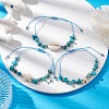 3Pcs 3 Styles Synthetic Turquoise & Natural Magnesite Braided Starfish & Tortoise & Shell Shape Beaded Bracelets BJEW-JB10200-2