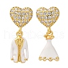 Brass Micro Pave Clear Cubic Zirconia Dangle Stud Earrings EJEW-D322-03G-02-4
