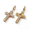 Brass Micro Pave Clear Cubic Zirconia Pendants ZIRC-L076-037G-2