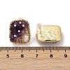 Rectangle Brass Natural Freshwater Pearl Stud Earrings EJEW-U072-03G-4