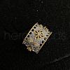 Flower Pattern Brass with Crystal Rhinestone Cuff Rings FS-WGDF3CA-02-1