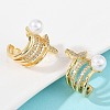 Fishtail Brass Micro Pave Clear Cubic Zirconia Cuff Earrings EJEW-Z111-04G-01-2