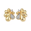 Brass Micro Pave Clear Cubic Zirconia Stud Earrings EJEW-U059-01B-GP-2