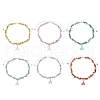 Natural & Synthetic Mixed Gemstone Chip & Imitaton Round Pearl Beaded Adjustable Necklaces NJEW-JN05227-2