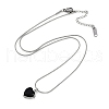 304 Stainless Steel Cubic Zirconia Heart Pendant Round Snake Chain Necklaces for Women NJEW-Z044-09P-3