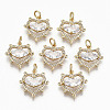 Brass Micro Pave Clear Cubic Zirconia Pendants RJEW-T063-59G-NF-1