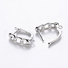 Brass Hoop Earring Findings with Latch Back Closure KK-T048-024P-NF-2