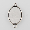 Antique Silver Tibetan Style Alloy Flat Oval Cabochon Connector Settings TIBE-M022-05AS-1